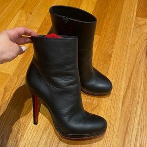 Christian Louboutin black leather heel booties 120 heel authentic